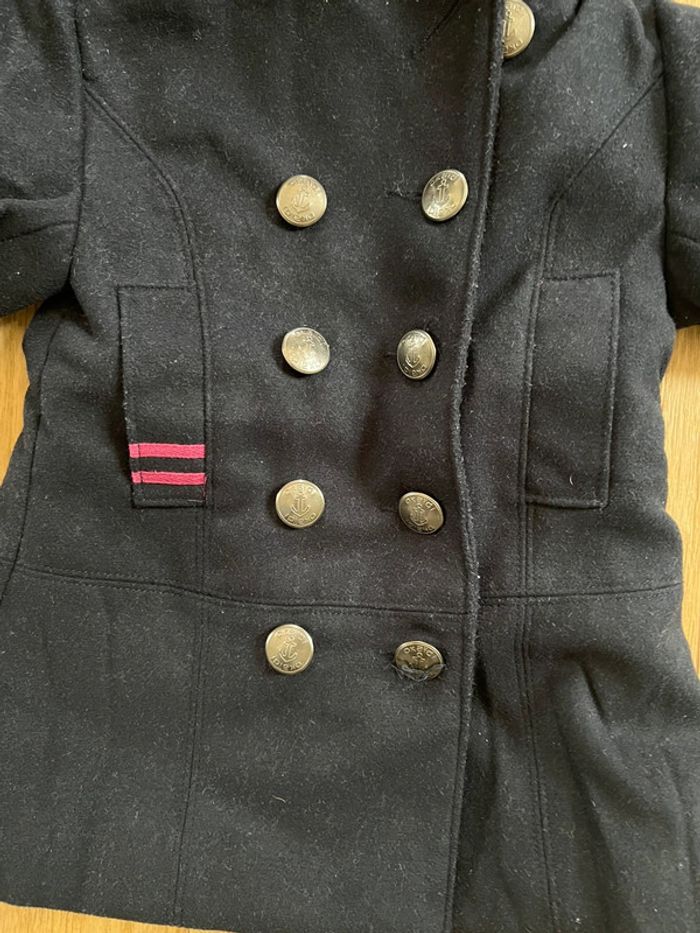 Manteau chaud fourrure fille okaidi bleu marine 3 ans très bon état - photo numéro 2