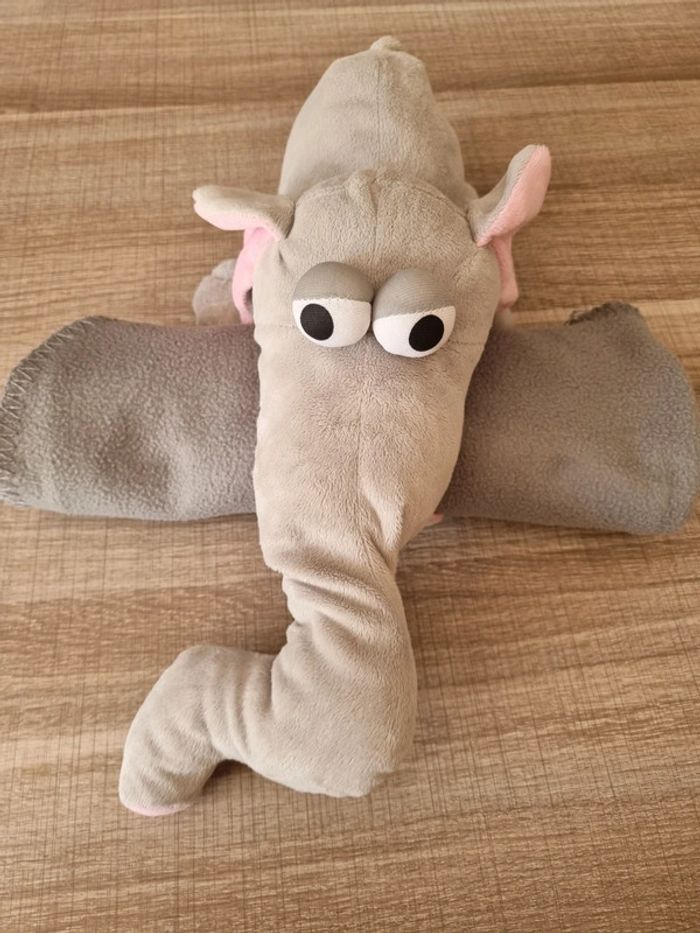 Doudou éléphant avec plaid - photo numéro 9