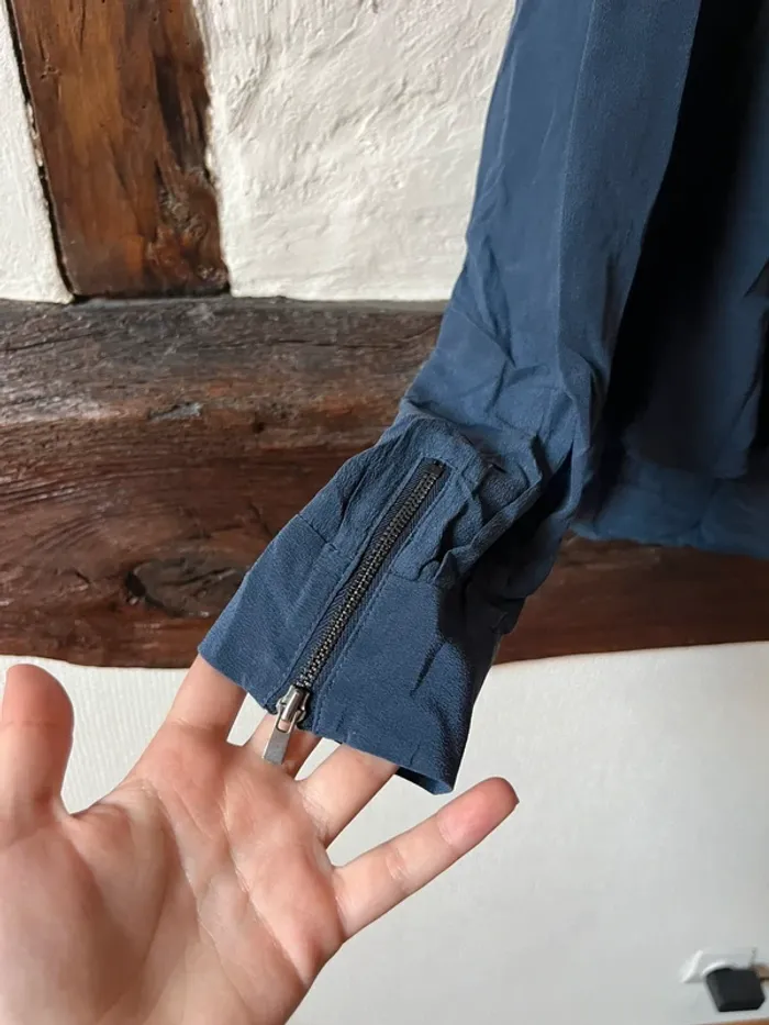 Blouse bleu marine en soie IKKS – T42 - photo numéro 4