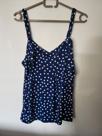 Débardeur tee-shirt Formul taille 38 comme neuf bleu marine a pois blanc