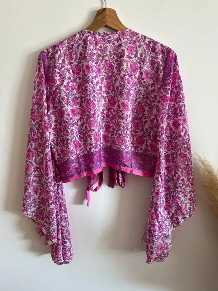 Ensemble fleuri rose en soie - photo numéro 3