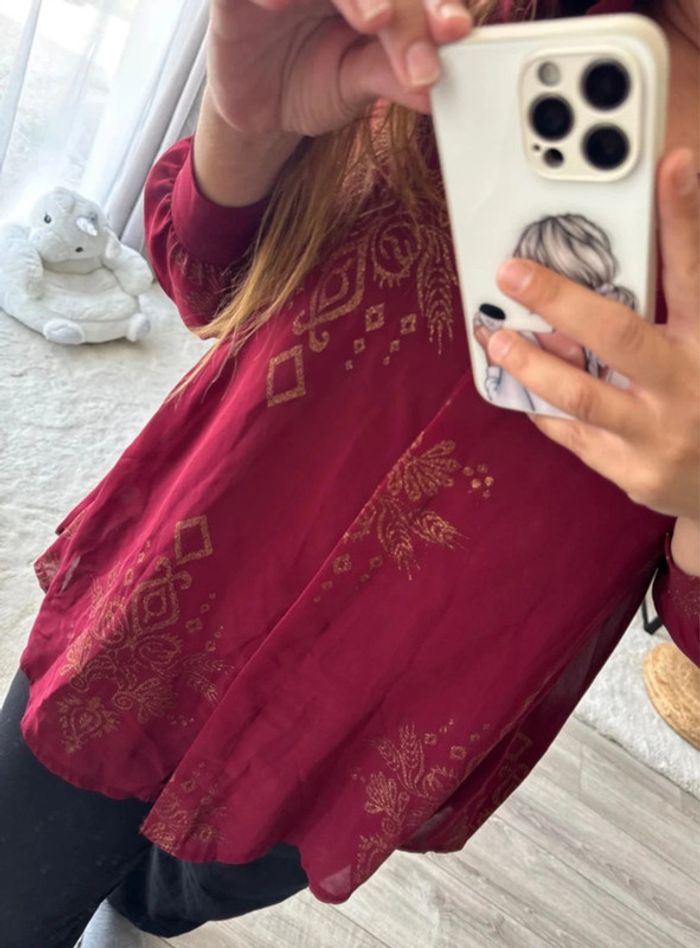 👚Magnifique chemisier transparent avec ses motifs taille unique- neuf sans étiquette - photo numéro 5