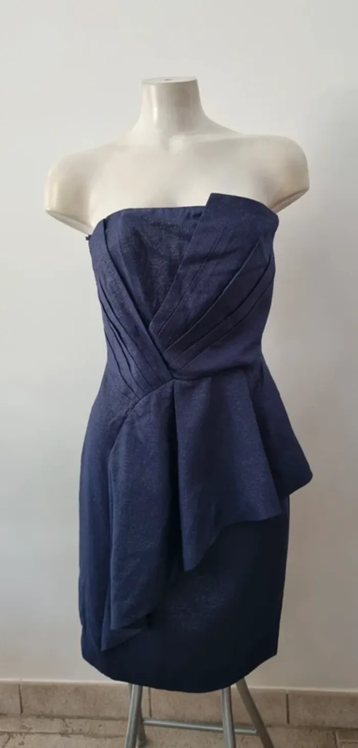 Robe courte bleue marine brillante naf naf cocktail soirée mariage 38