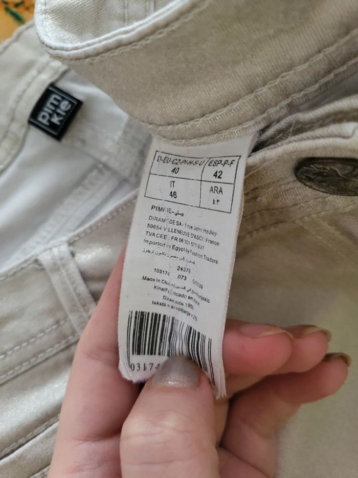 Pantalon crème brillant - photo numéro 9