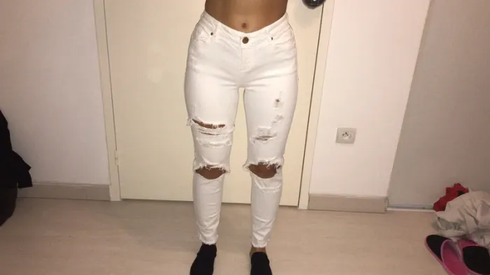 Jean mom blanc