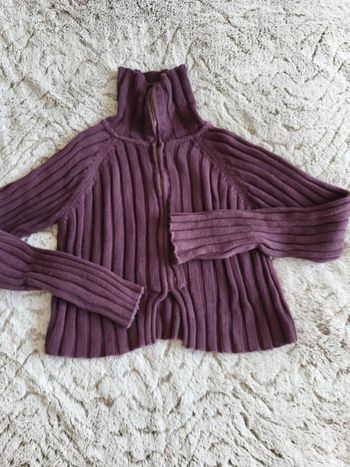 Gilet zippé court violet 12 ans