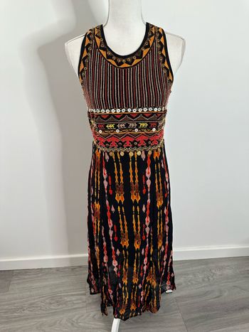 Robe longue ethnique orange et noire Sidney Desigual T38 M