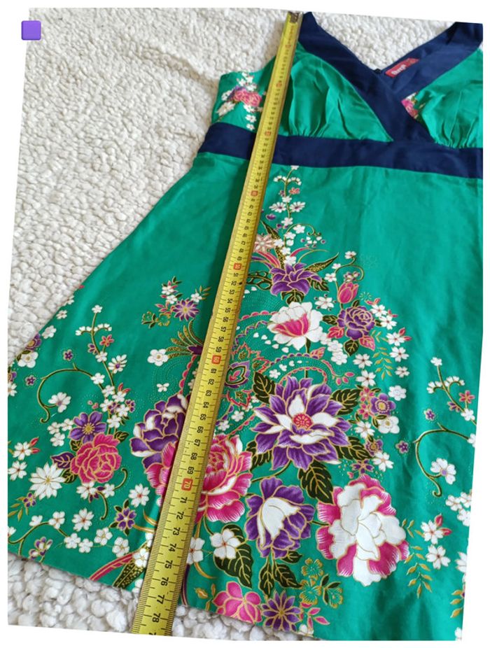 Robe fleurie verte Bunga à bretelles larges vintage cute old school - photo numéro 6
