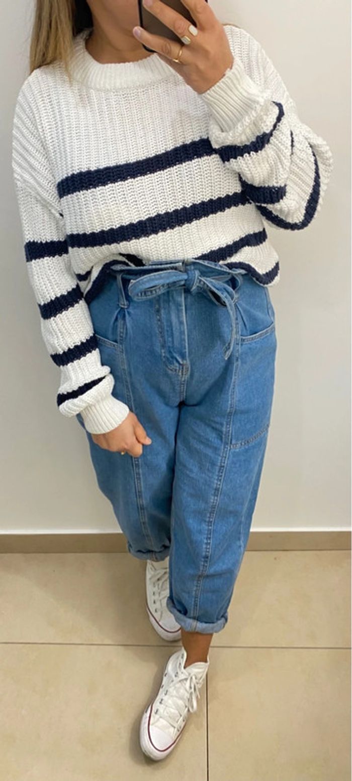 Superbe Pull Ample Bicolore Taille L - photo numéro 2