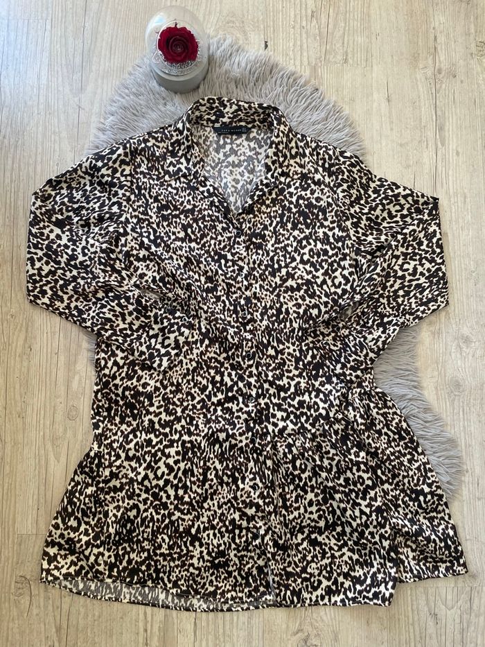Chemisier robe imprimé léopard Zara