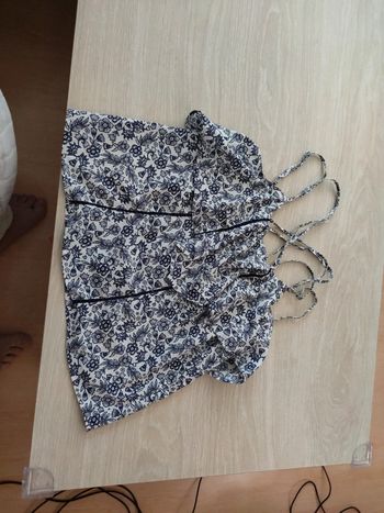 Débardeur fluide bleu blanc double bretelles Jennyfer xs