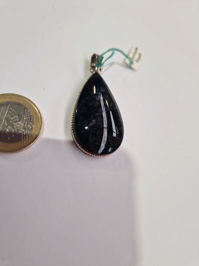 Pendentif obsidienne argentée Mexique - photo numéro 2