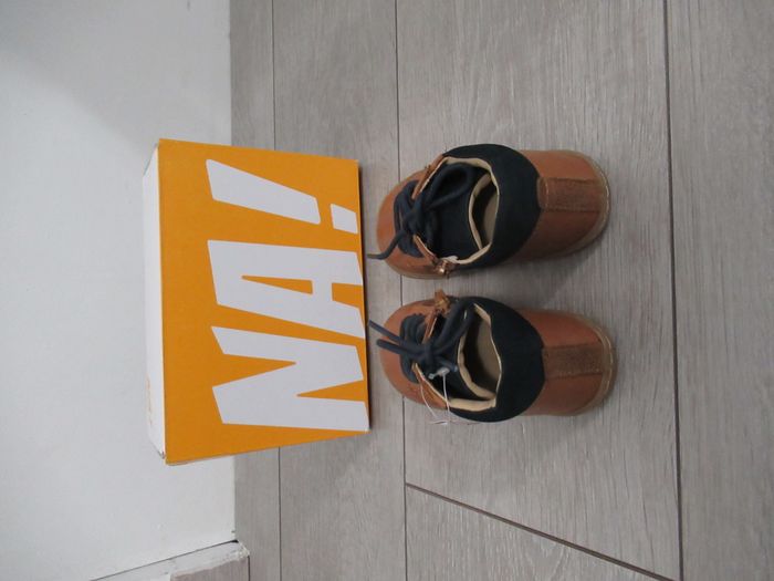 Chaussures premiers pas bébé garçon cuir à lacets et zip marron – NA Taille 23 - photo numéro 5