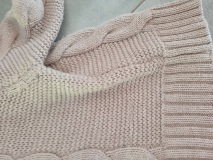 gros gilet en maille torsadé  laine beige  neuf - photo numéro 7