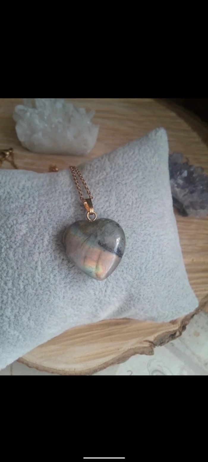 Collier bohème protection coeur de labradorite - photo numéro 2
