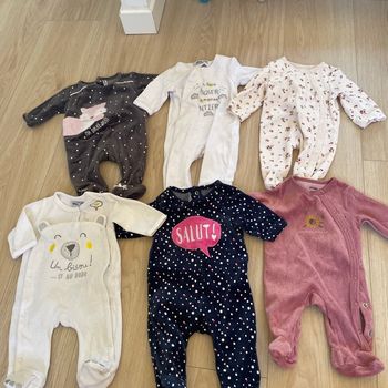 Lot de 6 pyjamas velours - 1 mois