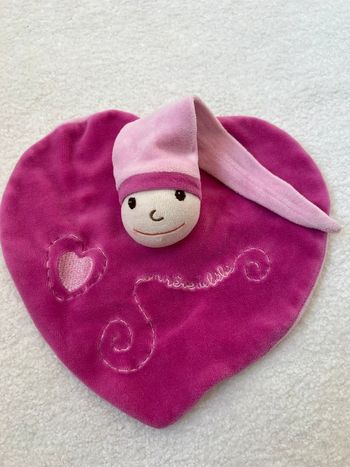 Doudou plat cœur Un rêve de Bébé rose