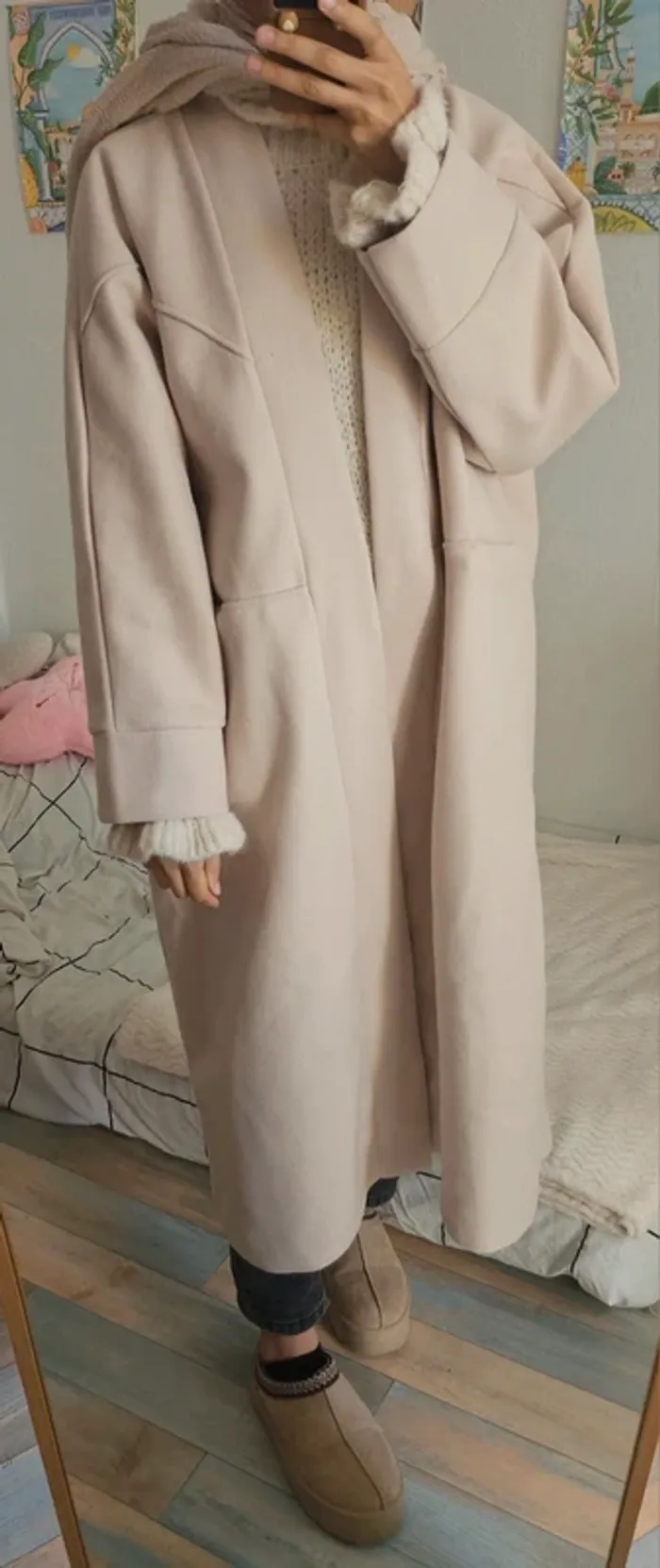 Manteau kimono avec poches crème NEUF - photo numéro 2