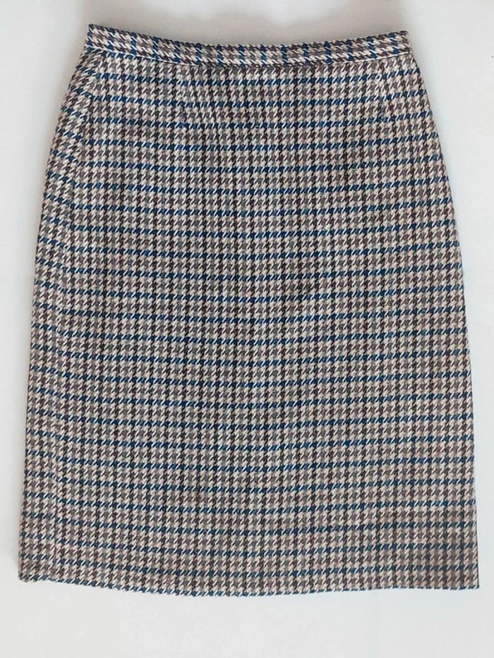 Ensemble tailleur jupe pied de poule marron beige laine vintage / C&A - 38/M ร 40/L - photo numรฉro 15