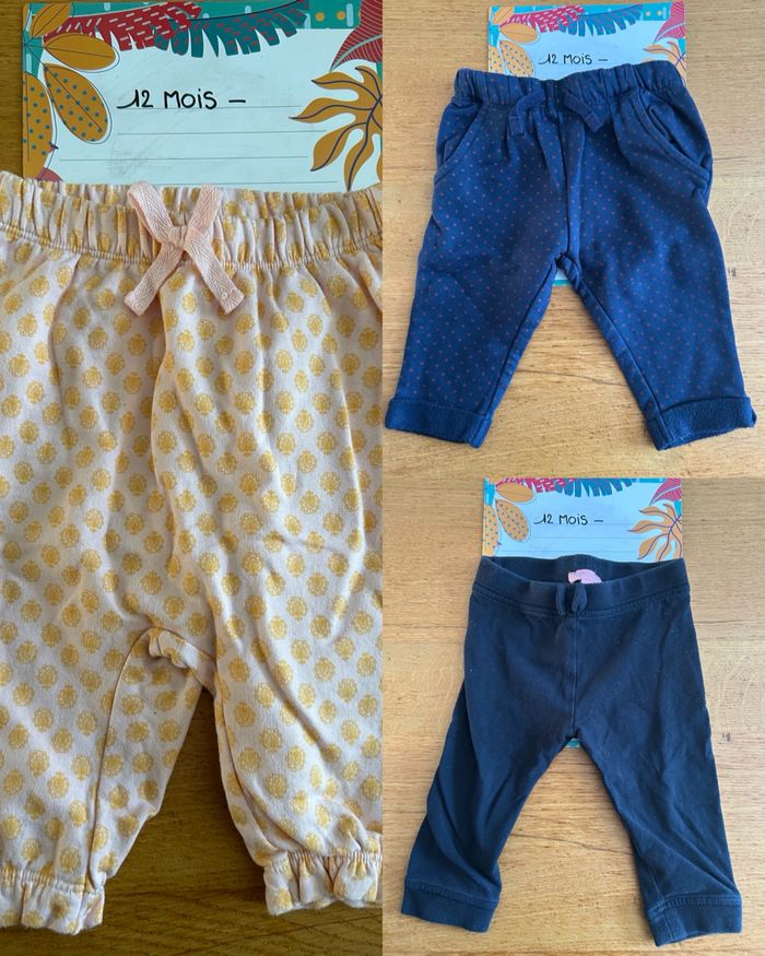 Lot de pantalon/jogging fille - 3 pièces - 12 mois