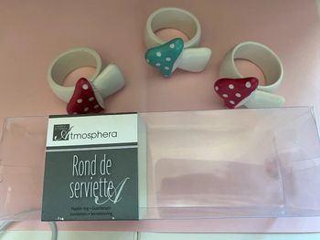 Lot de 3 ronds de serviettes rose et turquoise