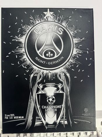 Tableau PSG Champions League 2025 - Victoire 5-0 contre l’Inter en toile 30x40cm