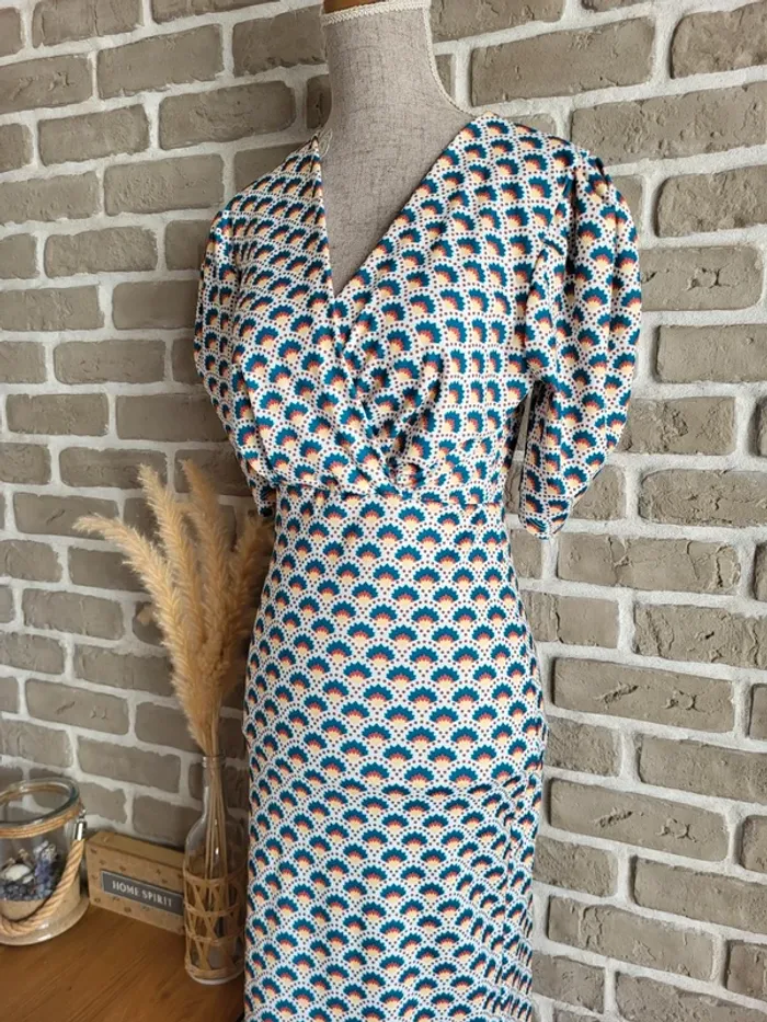 Magnifique robe fourreau imprimé rétro Copperose - Made in Italy - photo numéro 7