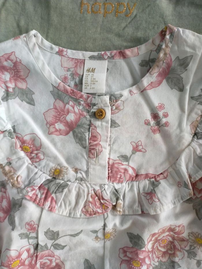 Lot 2 chemises à manches longues fleurs 3 ans - photo numéro 2