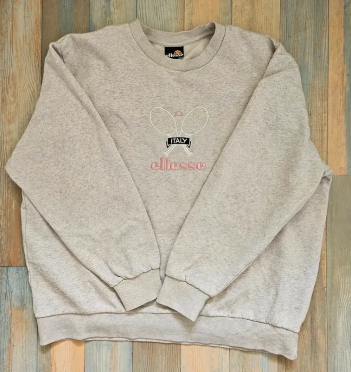 Sweat gris ellesse brodé gris chiné taille 36 bon état - photo numéro 2