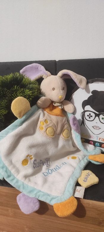grand doudou super lapin baby nat beige blanc bleu orange violet crack Jaune