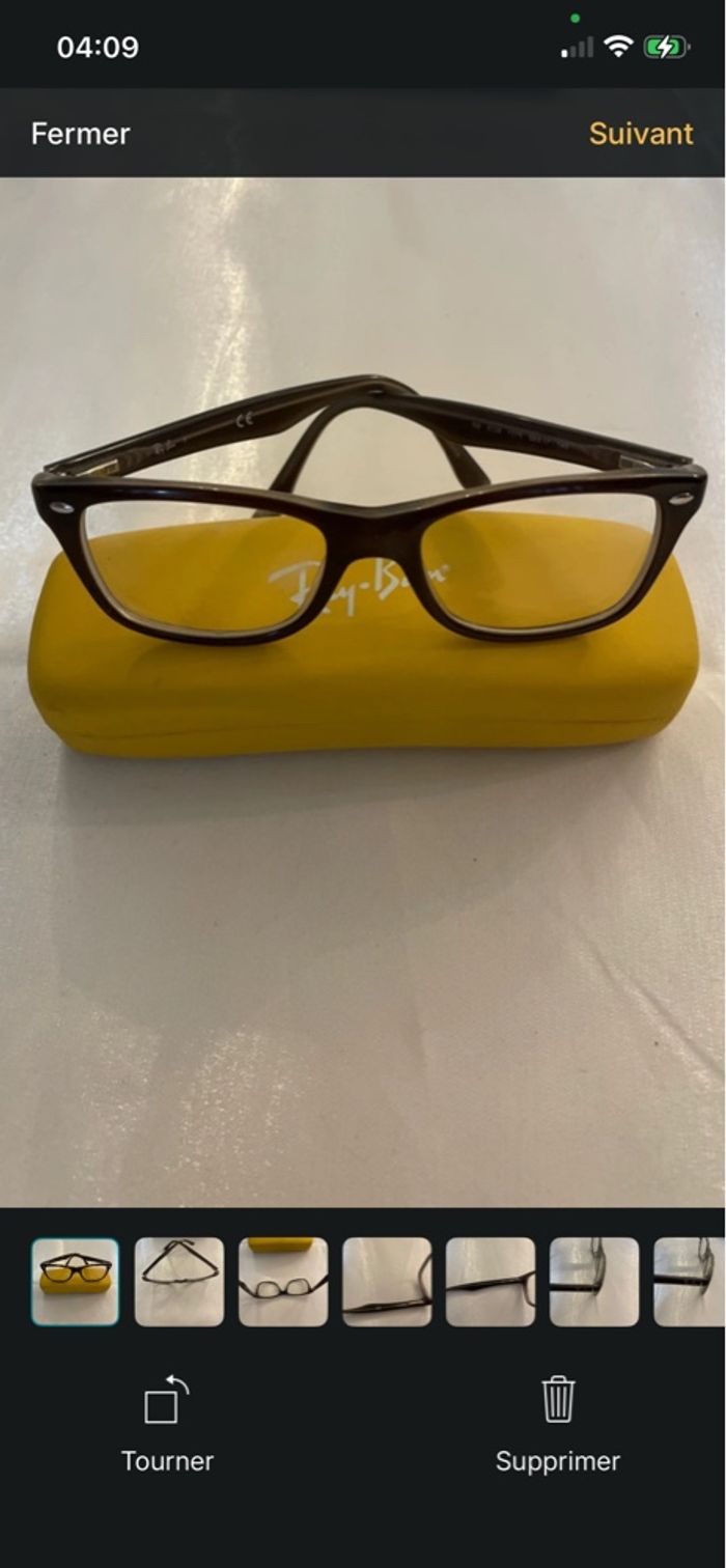 Monture Ray-Ban enfant + étui – Modèle rectangle – Marron