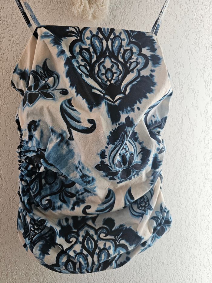 Top coloré froncé tons de bleu Zara taille xs - photo numéro 2