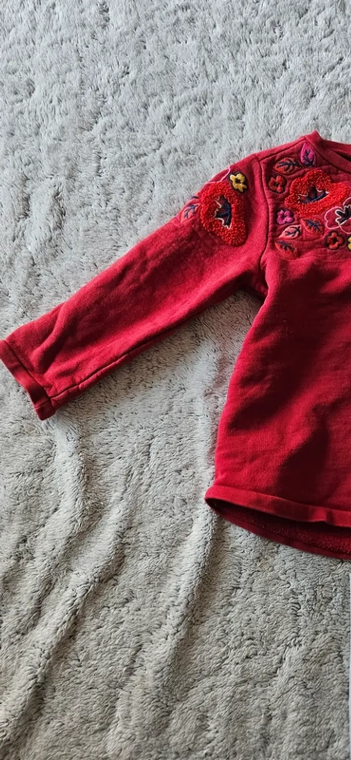Pull 3 ans bordeaux fleur - photo numéro 3