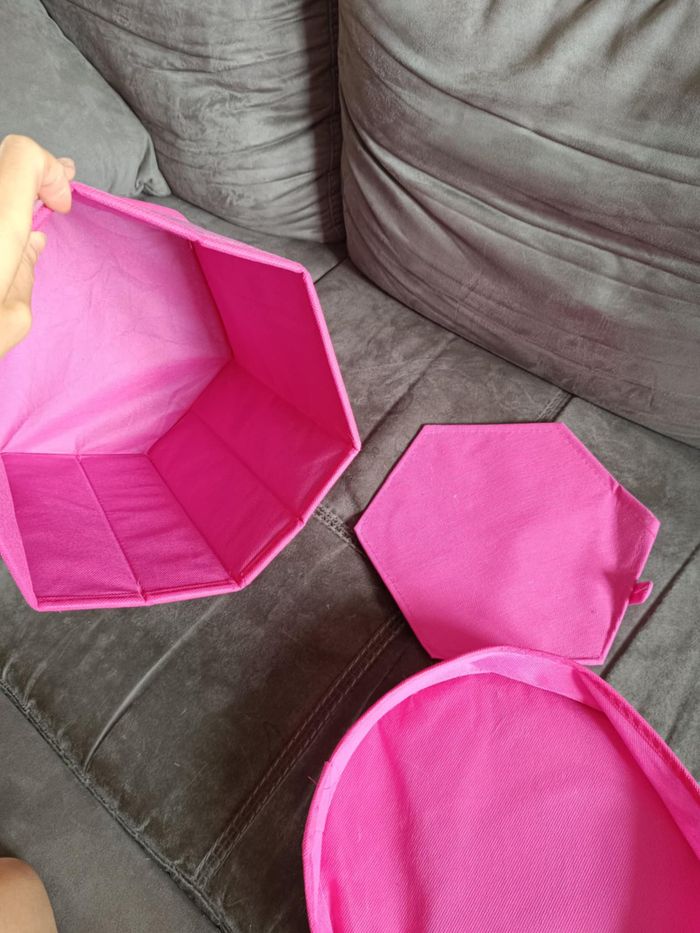 Coffre de rangement en tissu pliable princesses rose - photo numéro 5