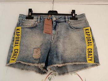 Short kaporal en jeans M bleu /jaune neuf