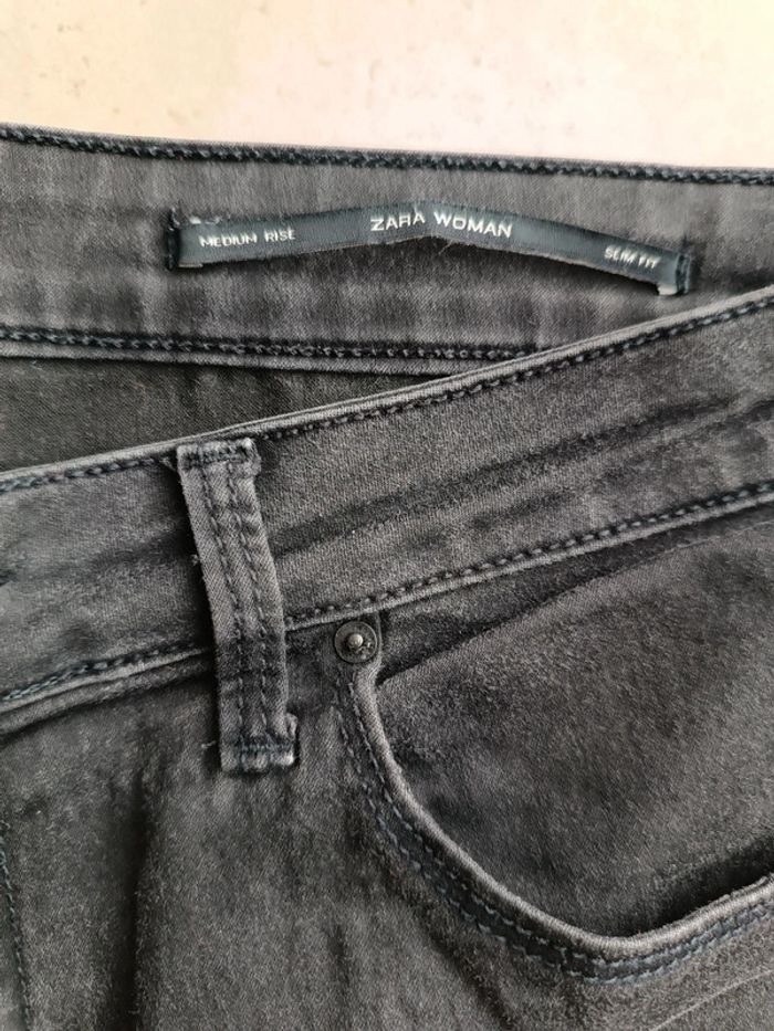 Jeans SkINNY gris foncé Zara medium rise - taille 42 - photo numéro 5