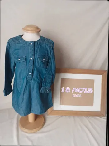 Robe Manches Longues Effet Jean Kiabi - Taille 18 Mois