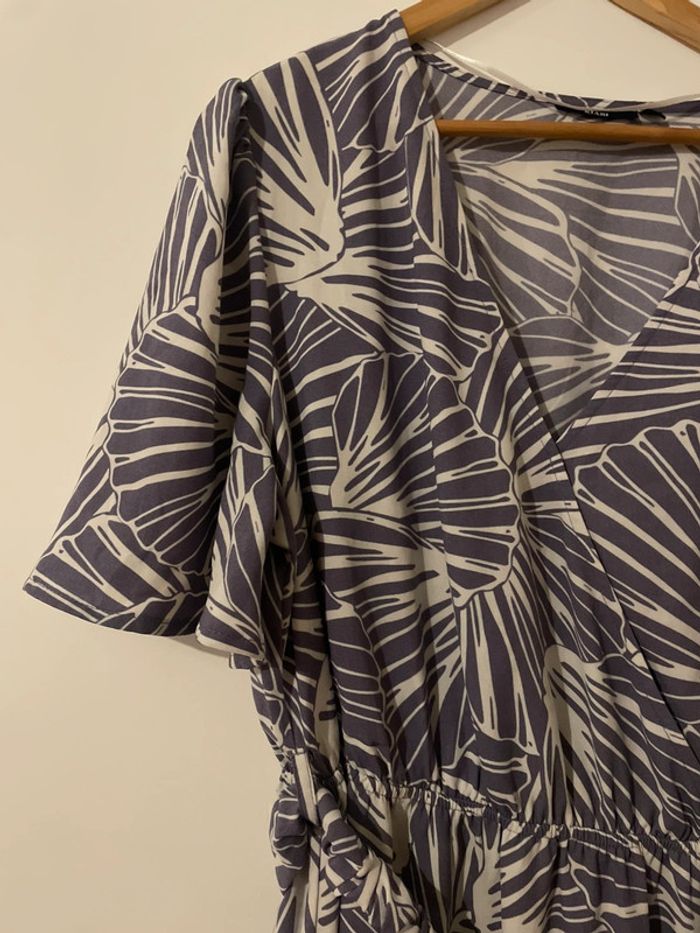 Robe trapèze avec ceinture taille haute Col V manches courtes - photo numéro 4