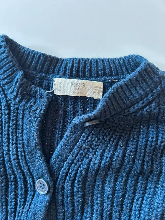 Gilet mango en maille bleu marine pailleté - photo numéro 2