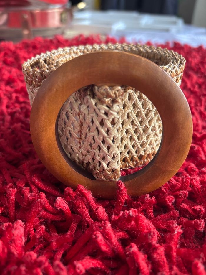 Ceinture tressée avec boucle en bois – 91 cm - Cache Cache