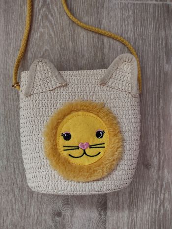 Petit sac en paille soleil tête de chat