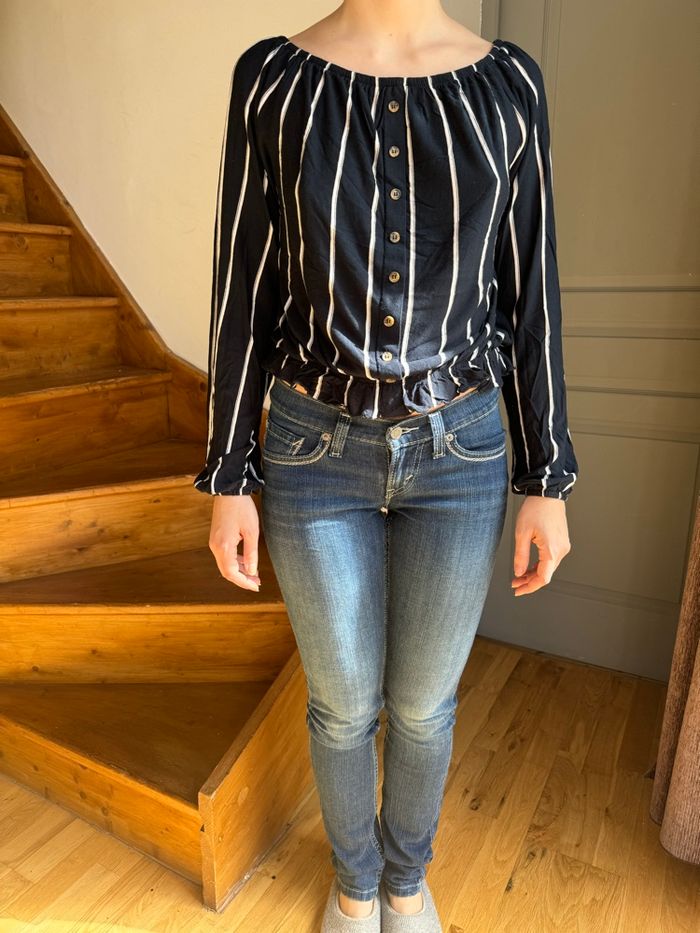 Blouse rayée bleue et blanche - H&M - photo numéro 4