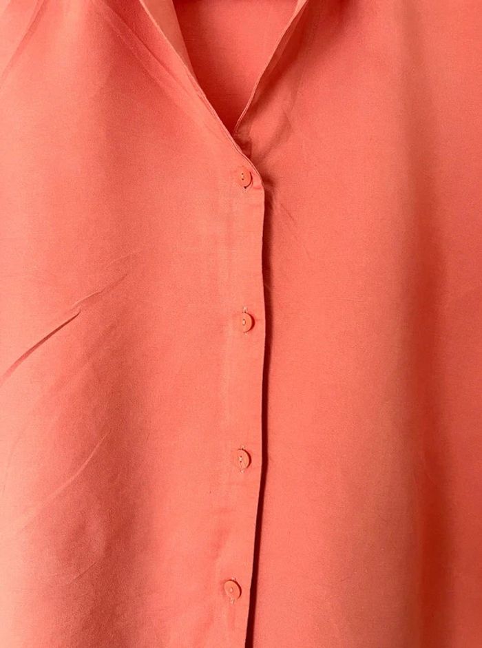 Chemise en lin mélangé orange corail Uniqlo taille L femme - photo numéro 8
