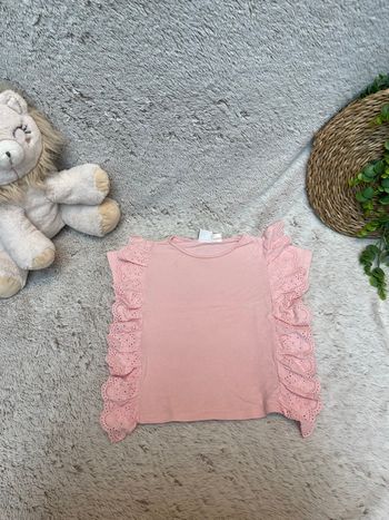 Teeshirt rose pale à manche courte - Zara 