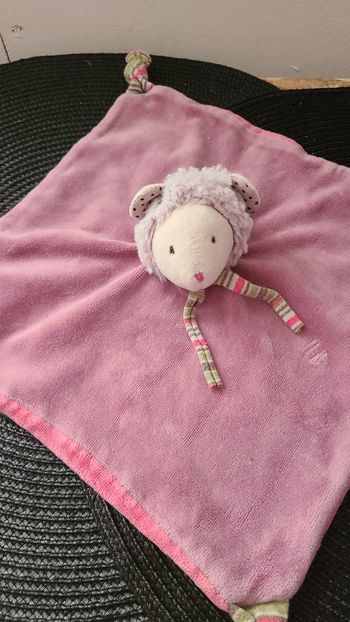 DOUDOU MOULIN ROTY LES PACHATS SOURIS ROSE VIOLET FOURRURE 22/22CM