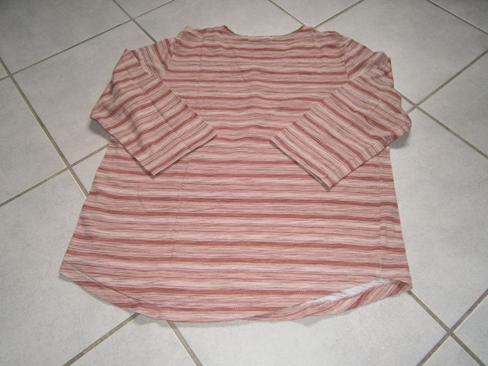 Tee-shirt manches 3/4 rayé marron/beige Taille 42 - photo numéro 5
