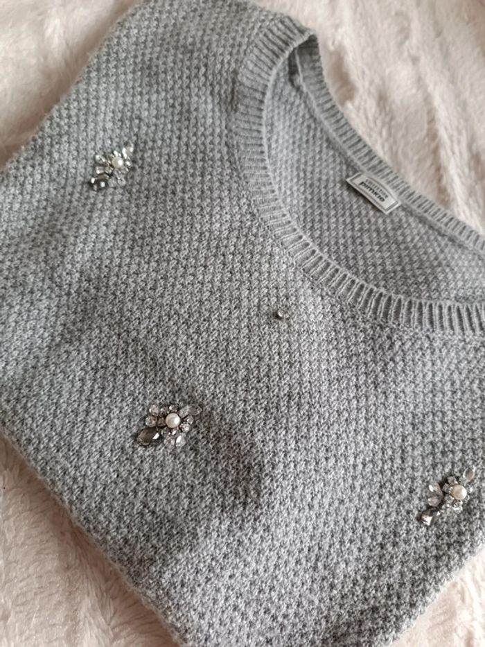 Pull gris strass - neuf sans étiquette - photo numéro 2