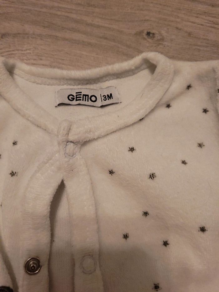 Grenouillère Pyjama 1piece bébé garçon velours blanc mouton 🐑 T3mois TBE gémo - photo numéro 2