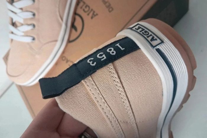 Aigle baskets été en toile beige P.41 neuves - photo numéro 5