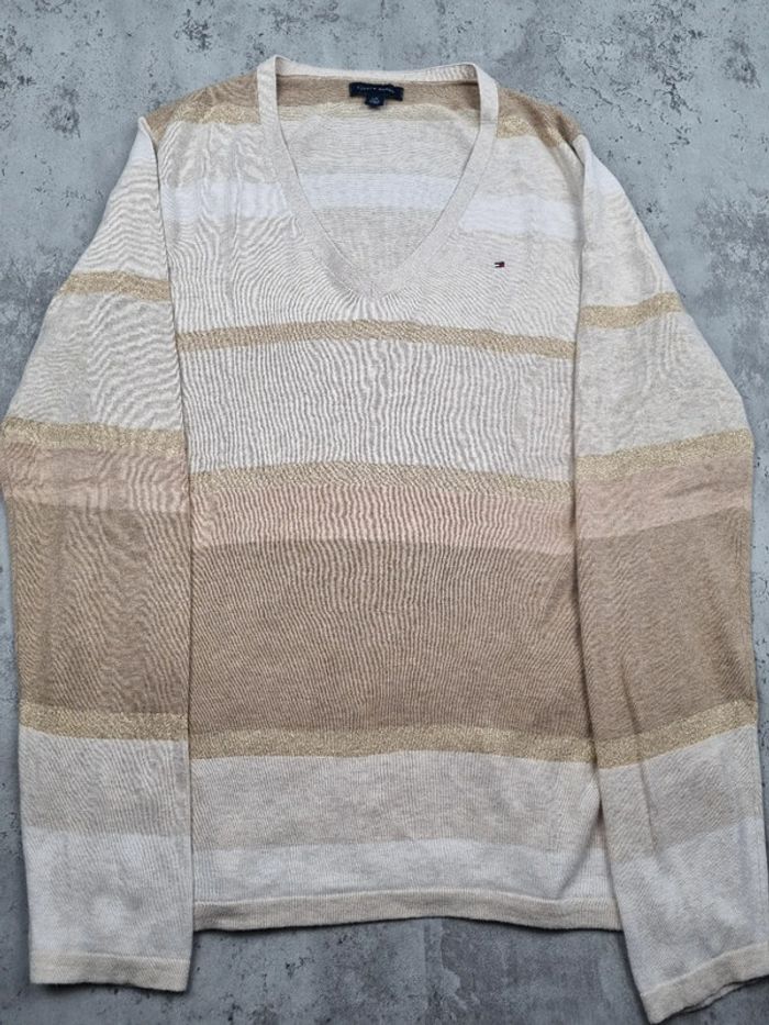 Pull col V rayé Tommy Hilfiger – Taille L/40 Femmes - photo numéro 3